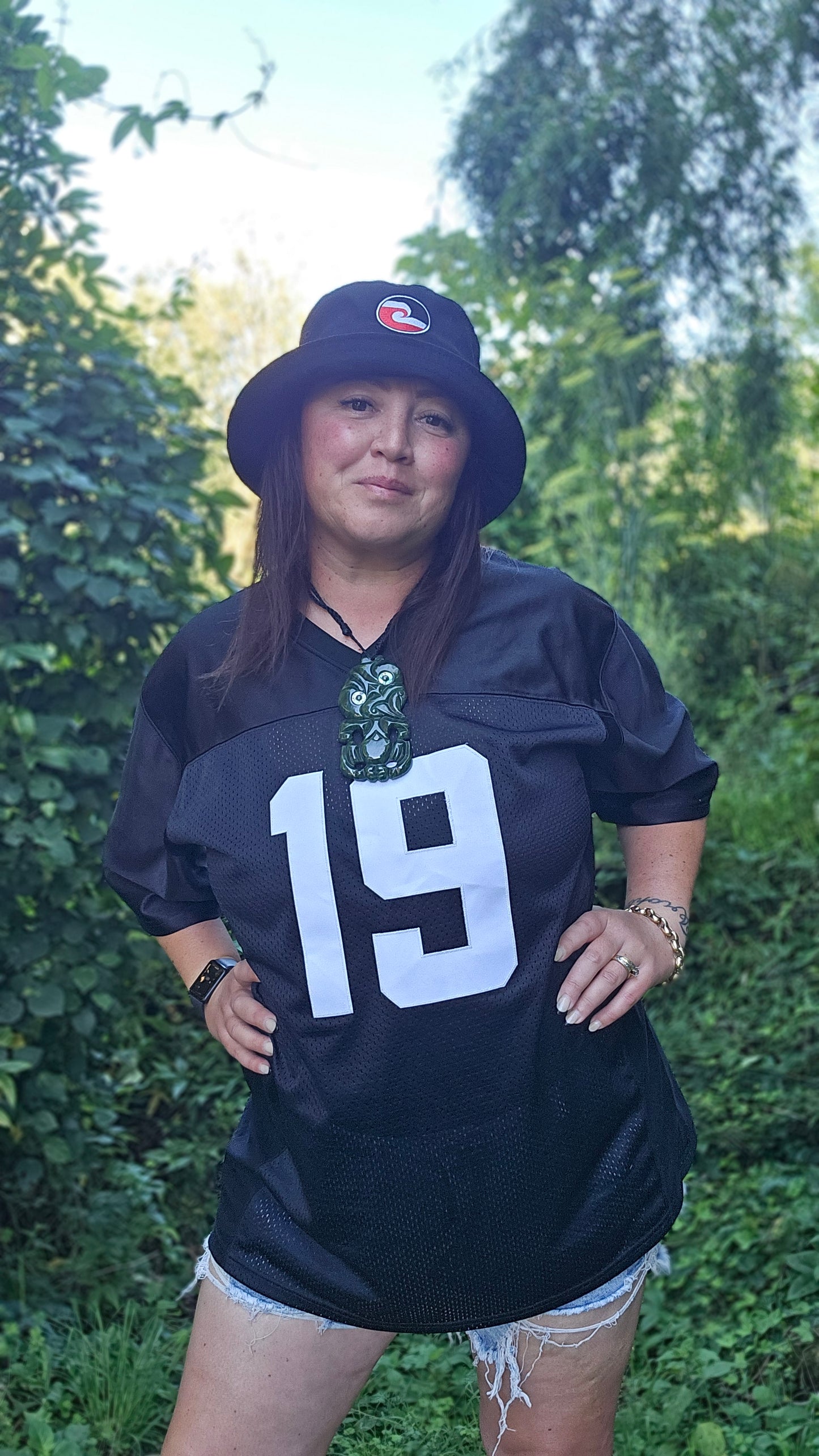 WAHINE TOA Birth Year Oversized Grid Iron Tee