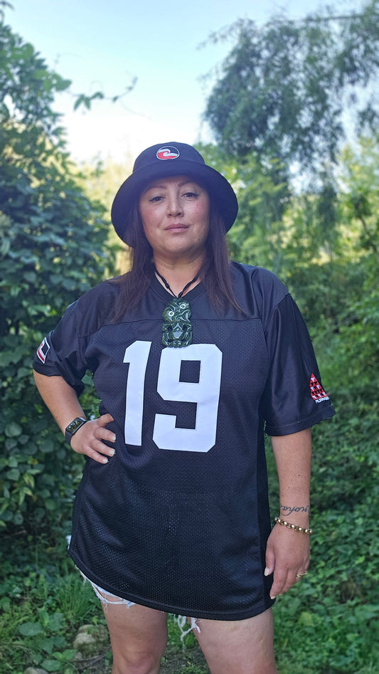 WAHINE TOA Birth Year Oversized Grid Iron Tee