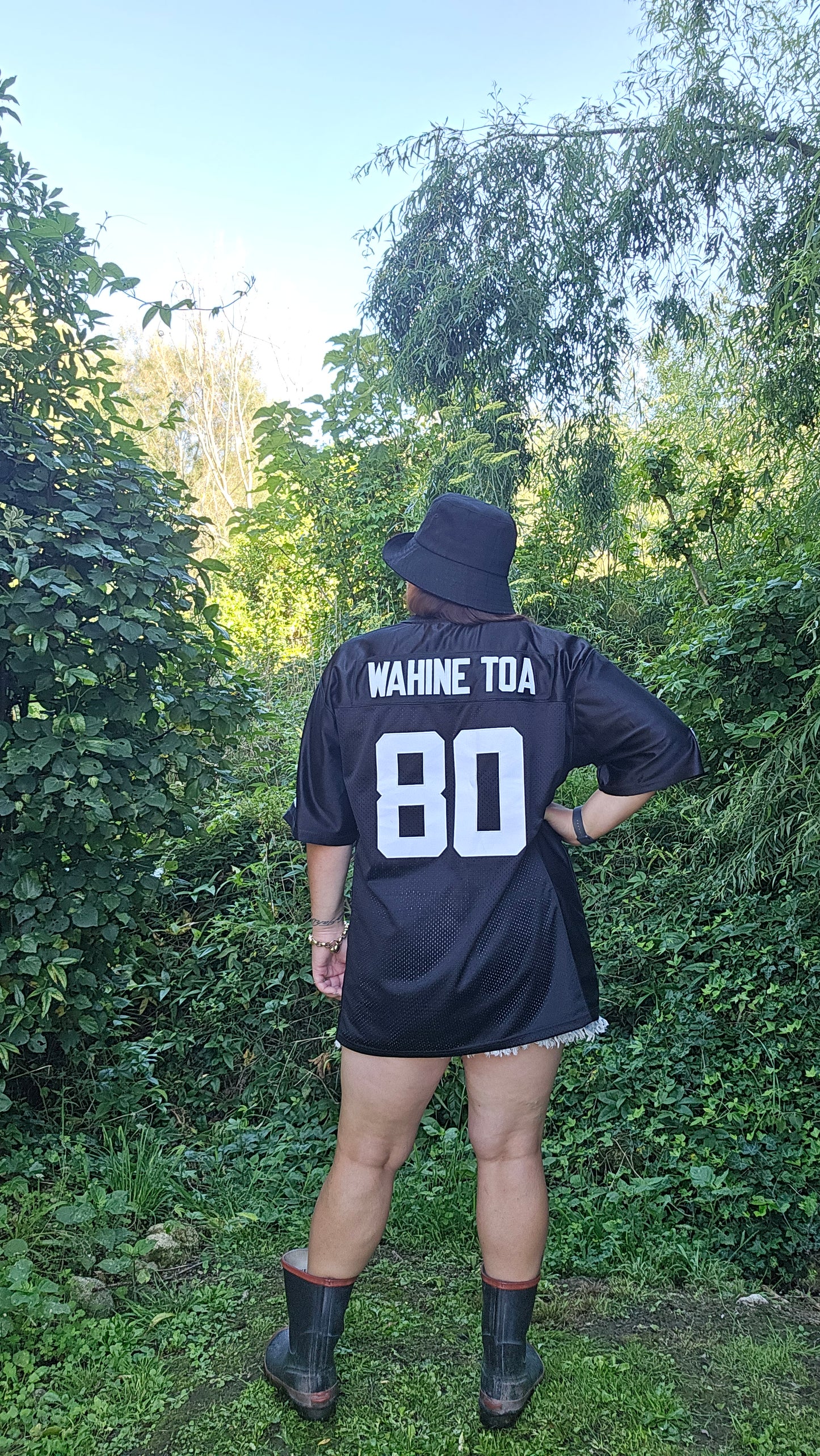 WAHINE TOA Birth Year Oversized Grid Iron Tee